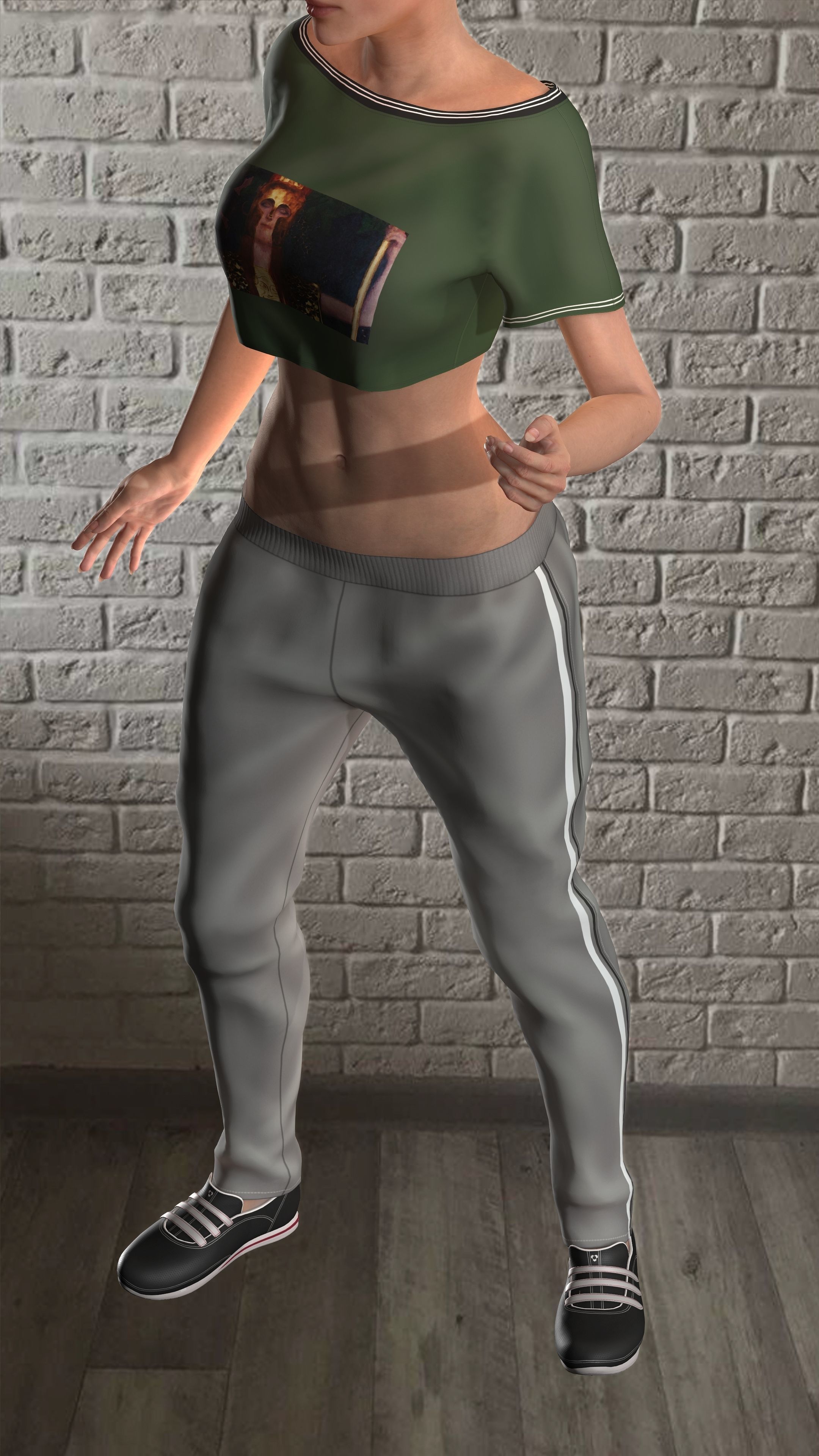 Sport girls outfit - 5 colors Low-poly 3D model_47