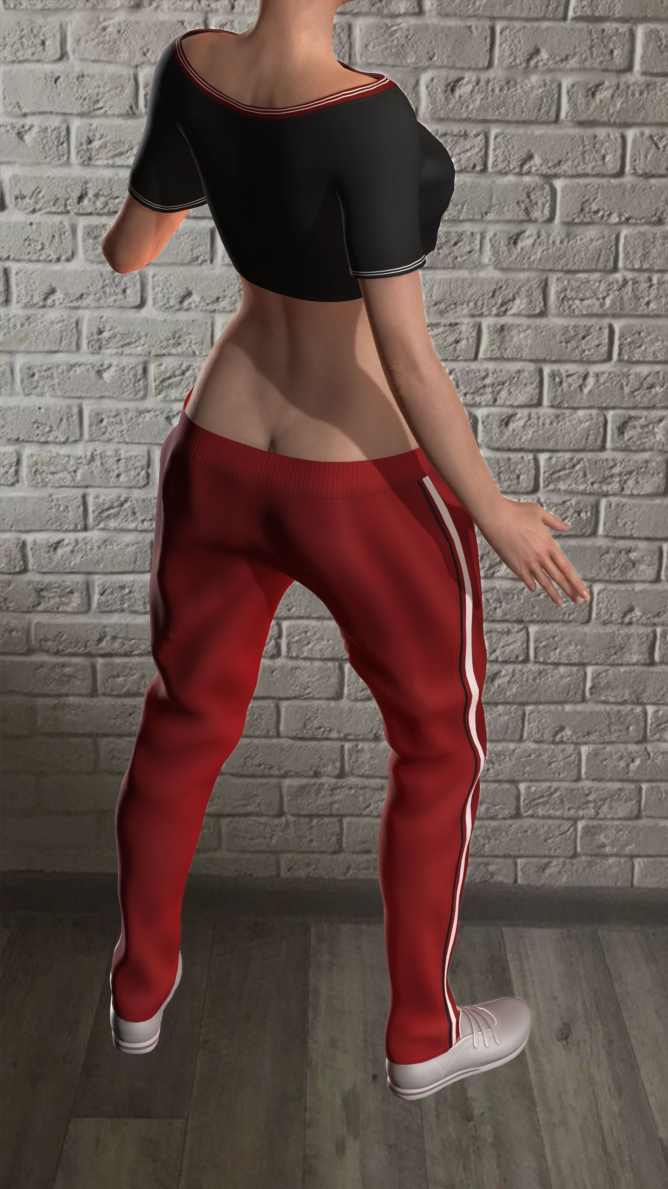 Sport girls outfit - 5 colors Low-poly 3D model_52