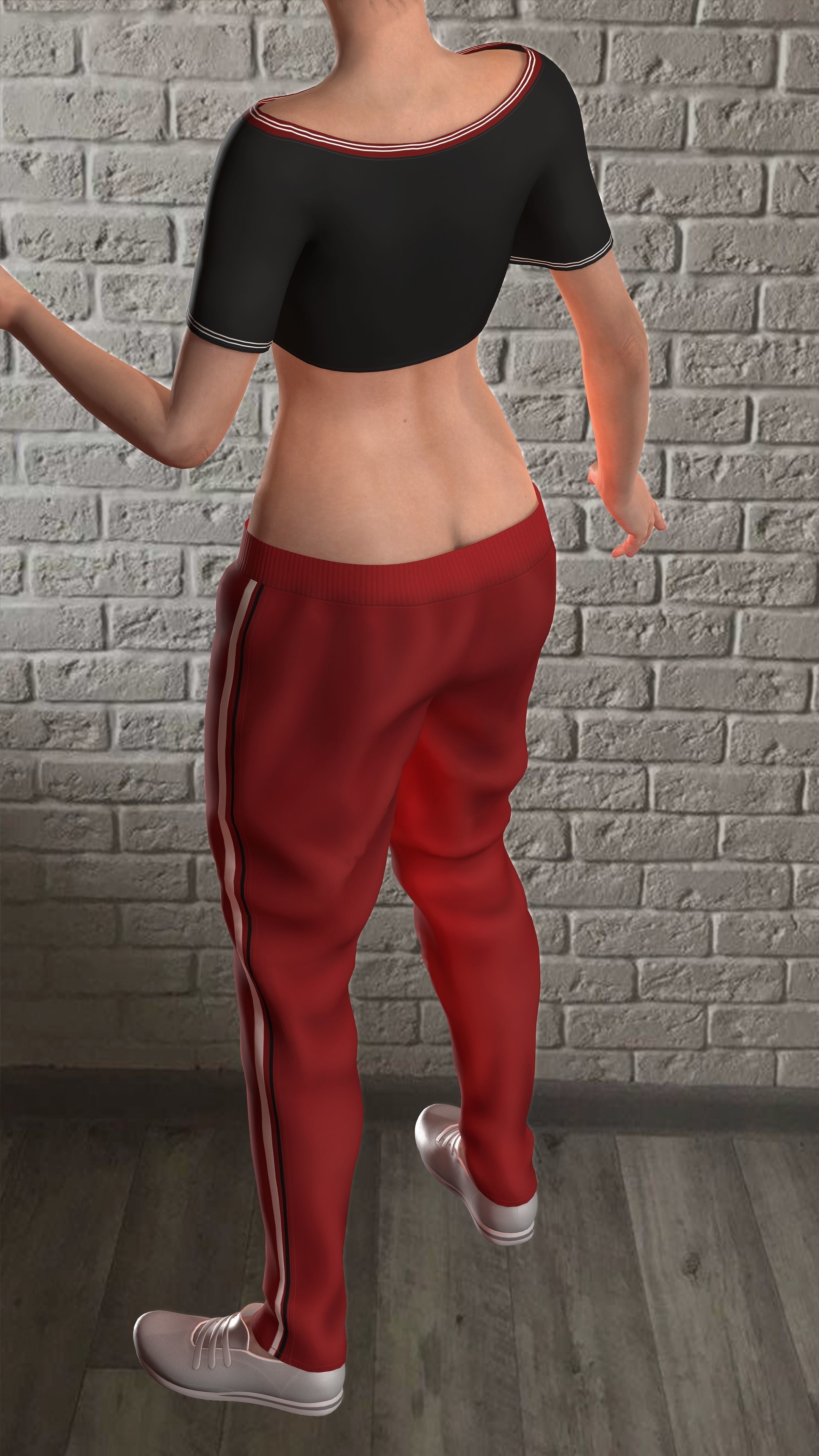 Sport girls outfit - 5 colors Low-poly 3D model_54