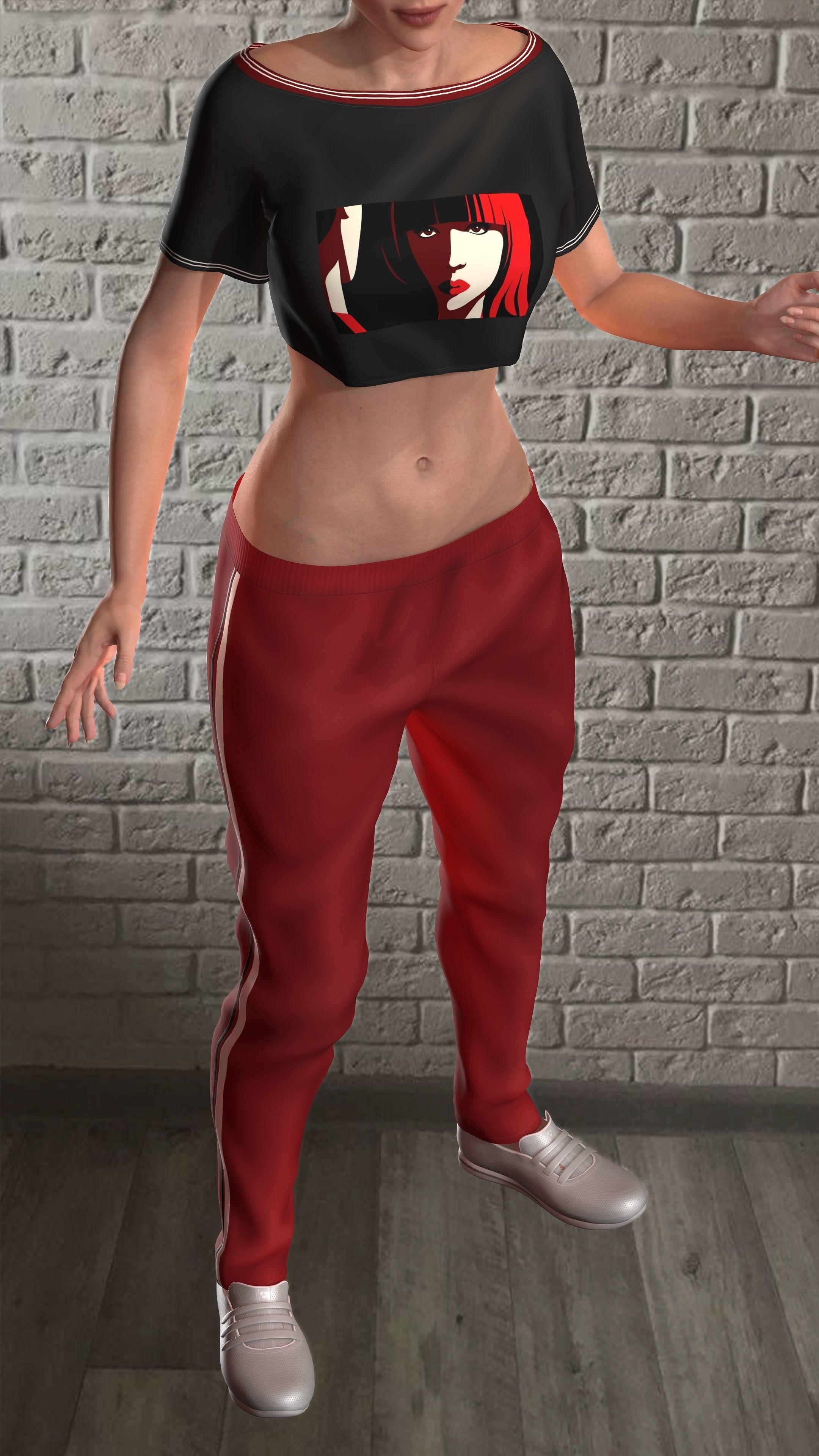 Sport girls outfit - 5 colors Low-poly 3D model_49