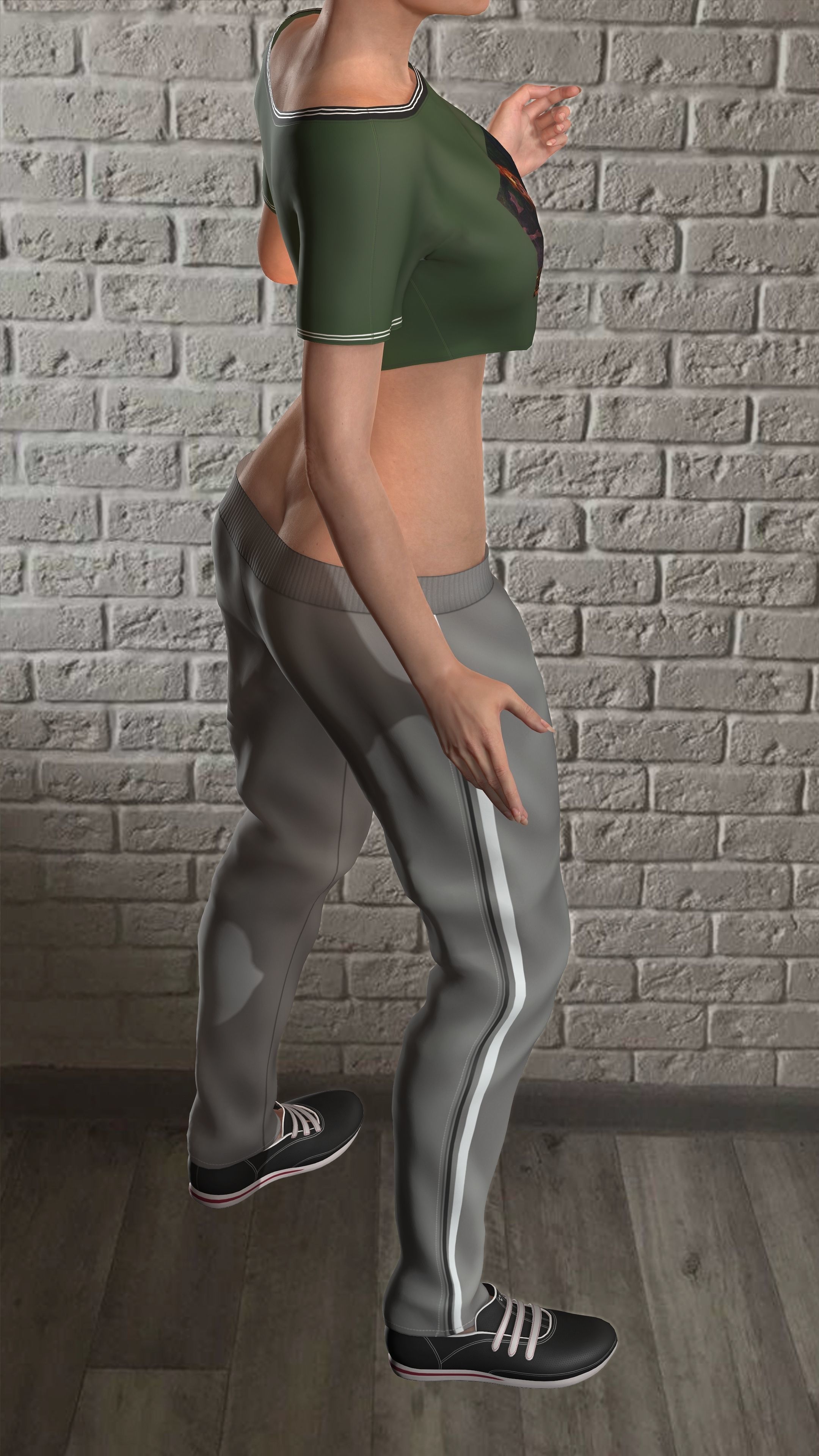 Sport girls outfit - 5 colors Low-poly 3D model_41