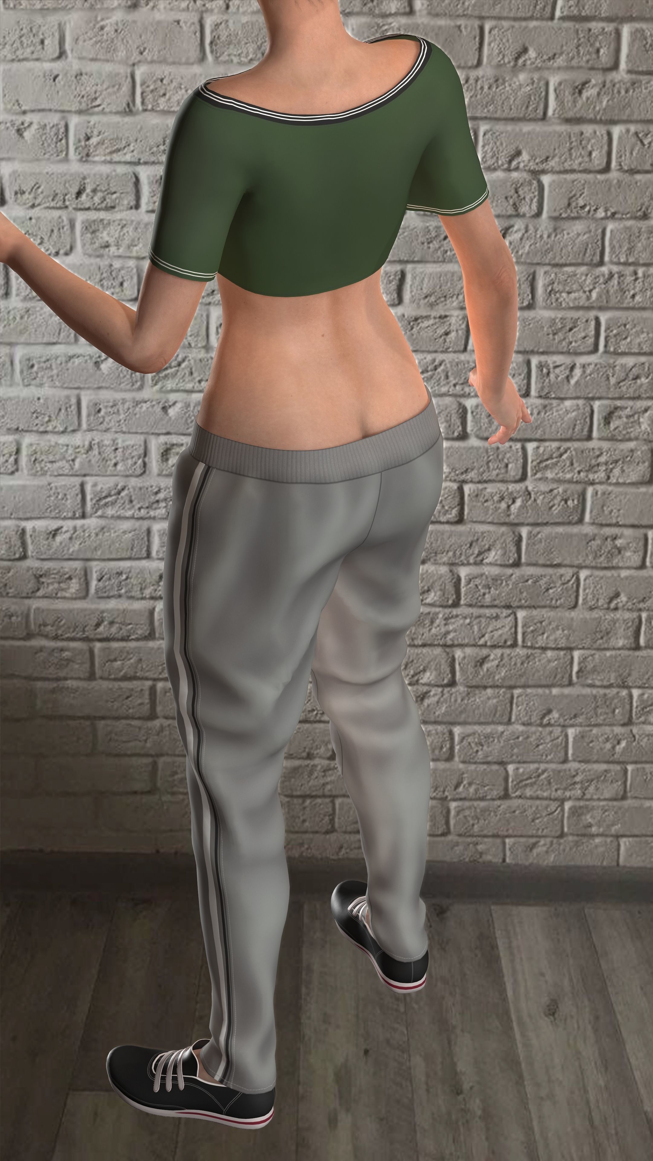 Sport girls outfit - 5 colors Low-poly 3D model_44