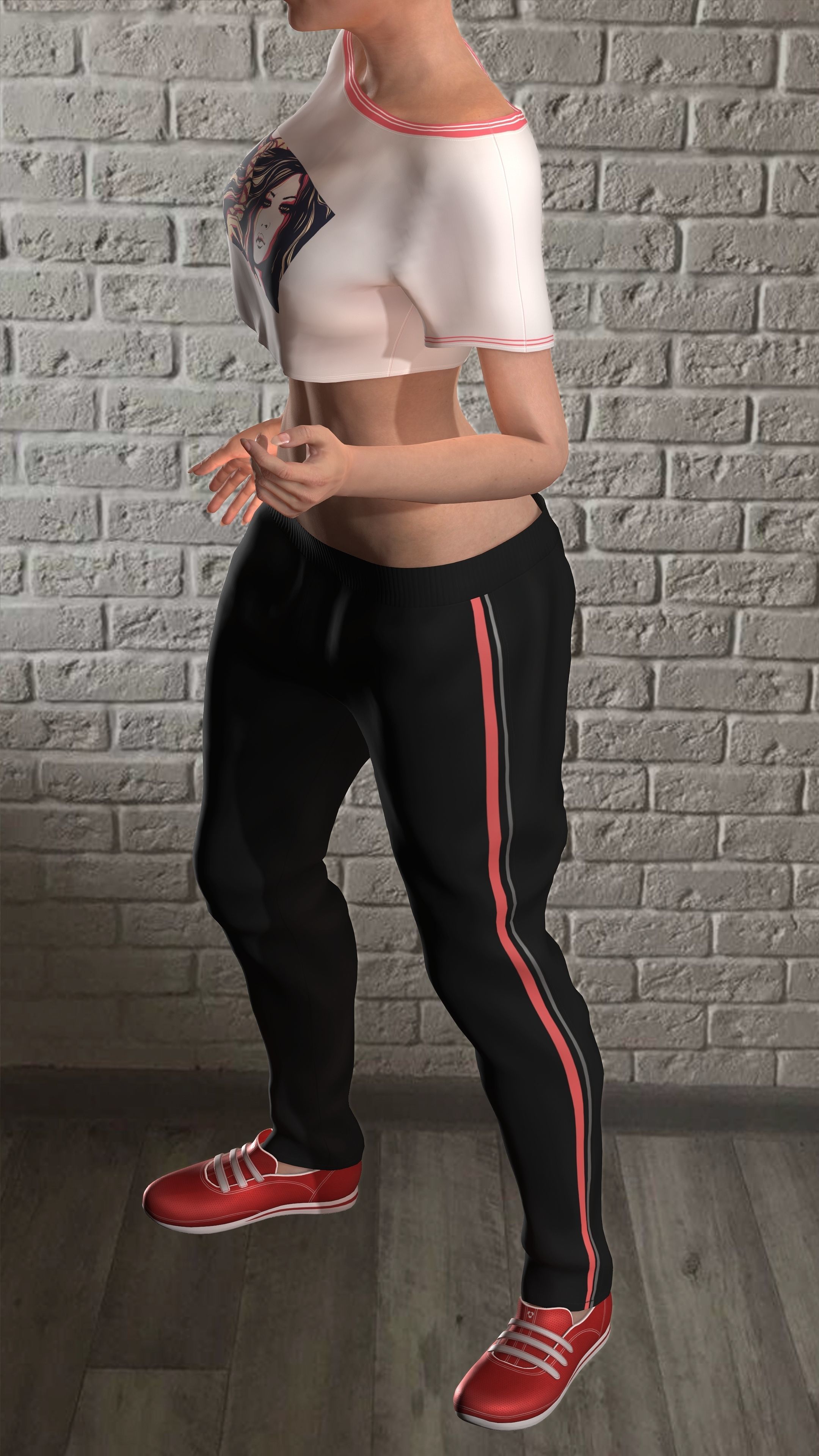 Sport girls outfit - 5 colors Low-poly 3D model_16