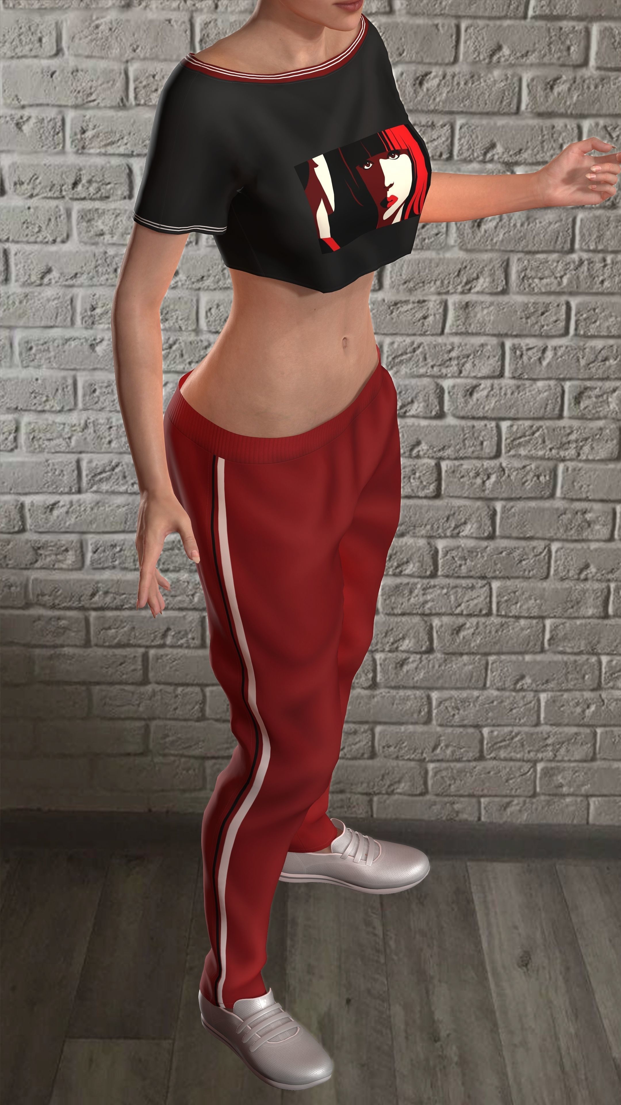 Sport girls outfit - 5 colors Low-poly 3D model_50