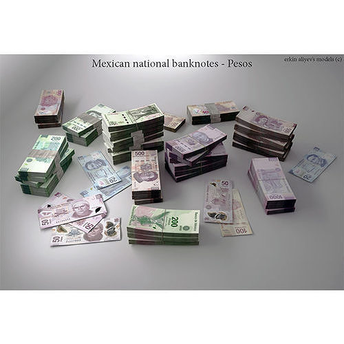 Mexican-Pesos mexican national banknote 3D model