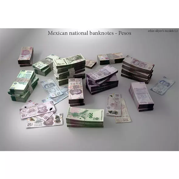 Mexican-Pesos mexican national banknote 3D model_0