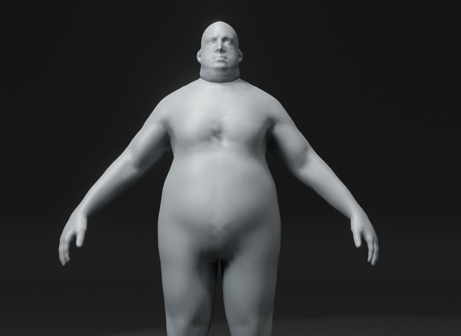 Male Body Fat Base Mesh 3D Model 10k Polygons Low-poly 3D model_14