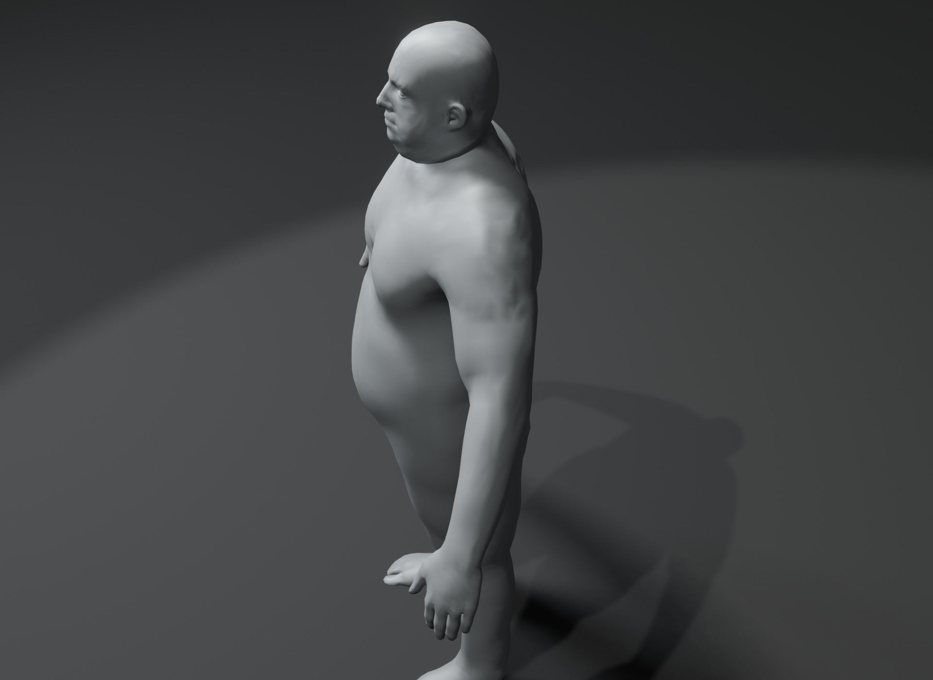 Male Body Fat Base Mesh 3D Model 10k Polygons Low-poly 3D model_13