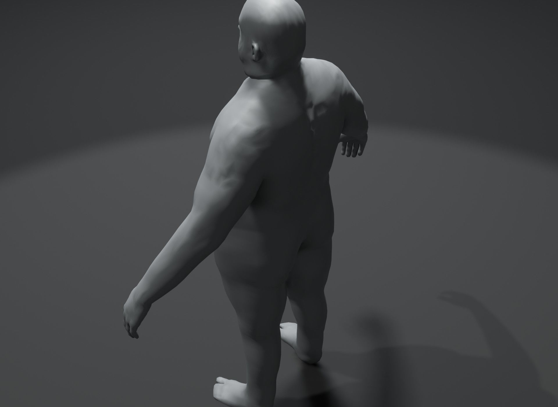 Male Body Fat Base Mesh 3D Model 10k Polygons Low-poly 3D model_10