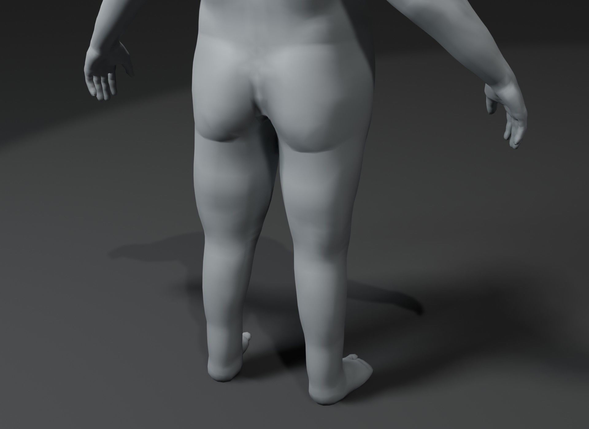 Male Body Fat Base Mesh 3D Model 10k Polygons Low-poly 3D model_6