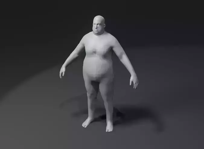 Male Body Fat Base Mesh 3D Model 10k Polygons Low-poly 3D model