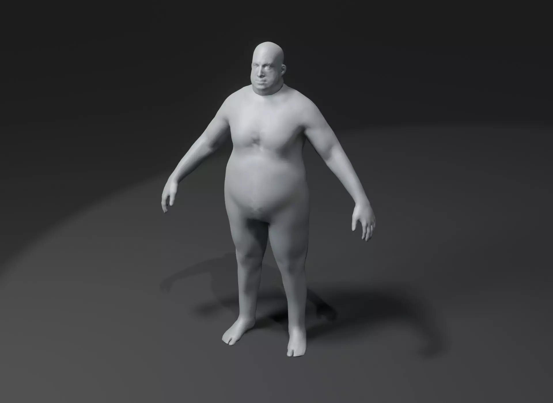 Male Body Fat Base Mesh 3D Model 10k Polygons Low-poly 3D model_0