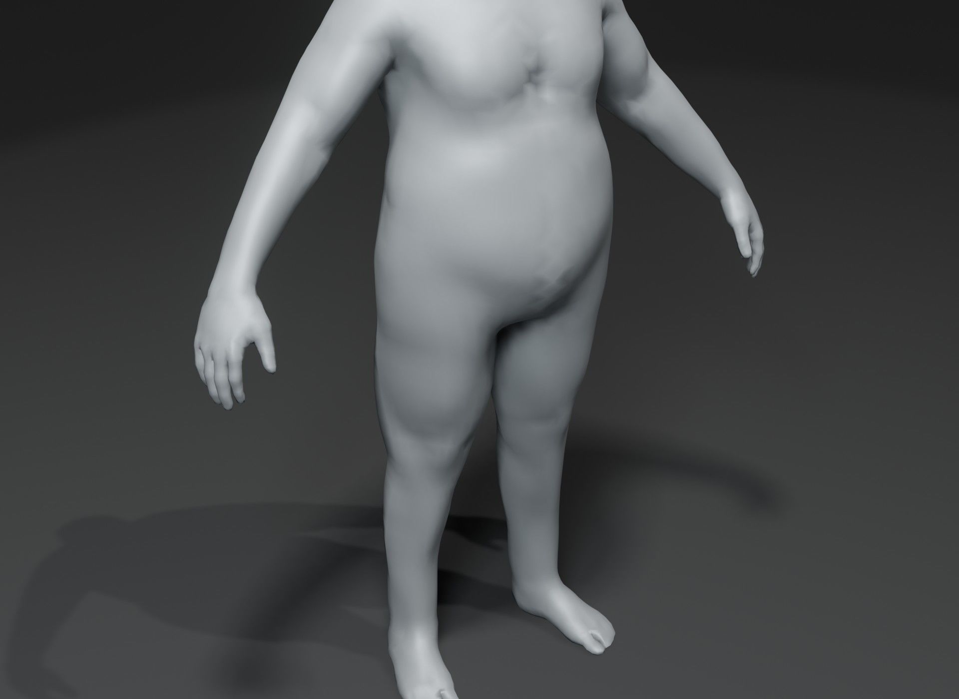 Male Body Fat Base Mesh 3D Model 10k Polygons Low-poly 3D model_16