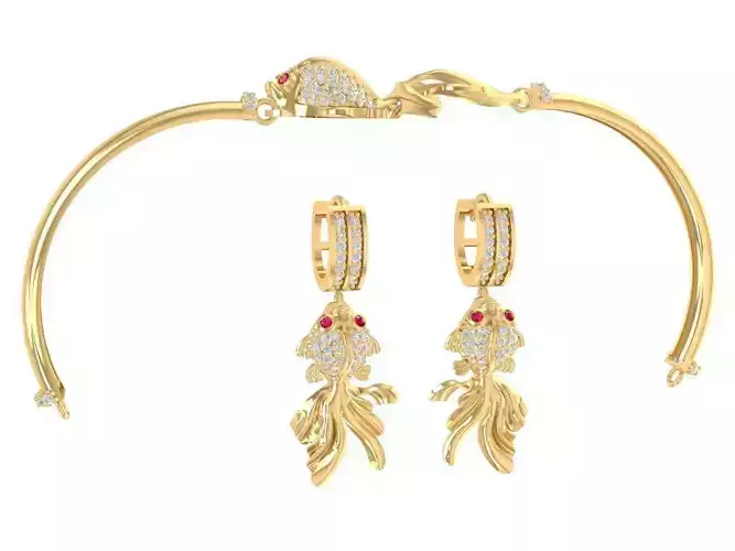 set goldfish jewelry bracelets and earrings 857 3D print model