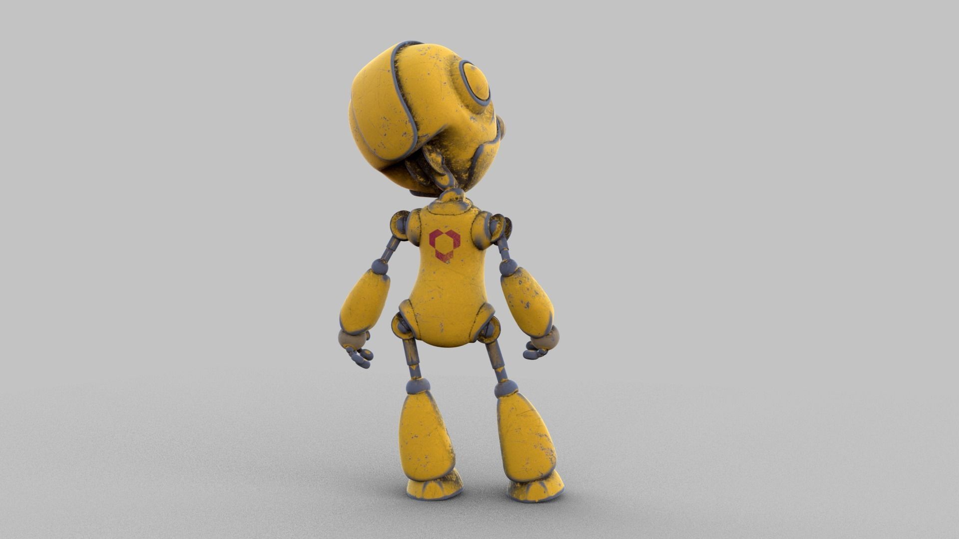 Cartoon rigged pbr robot Low-poly 3D model_15