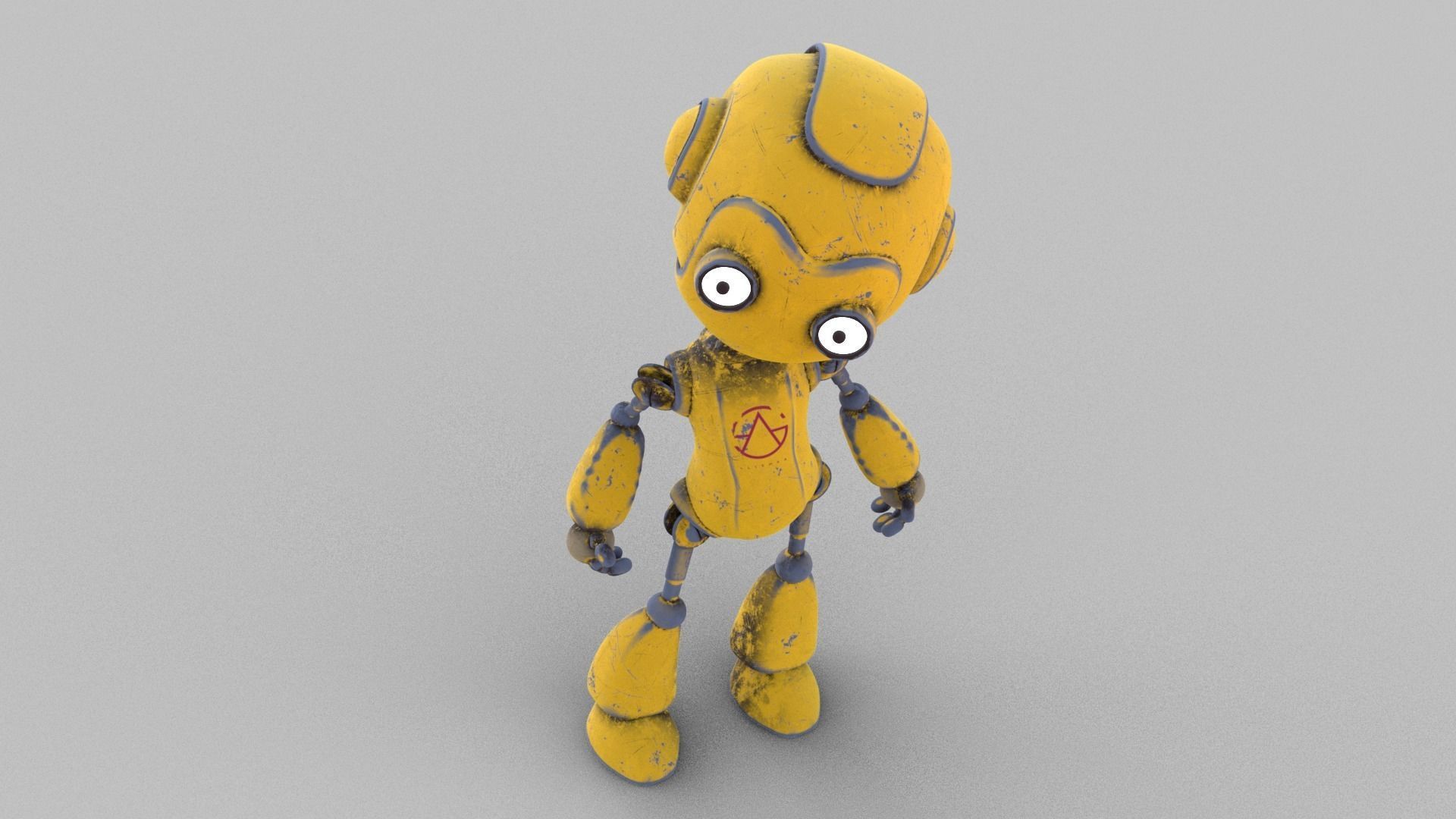 Cartoon rigged pbr robot Low-poly 3D model_13