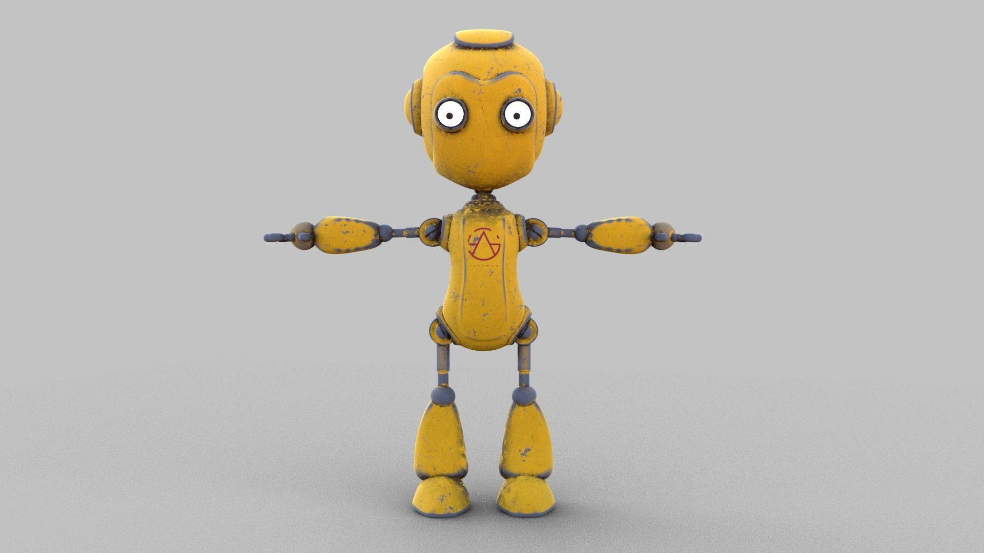 Cartoon rigged pbr robot Low-poly 3D model_8