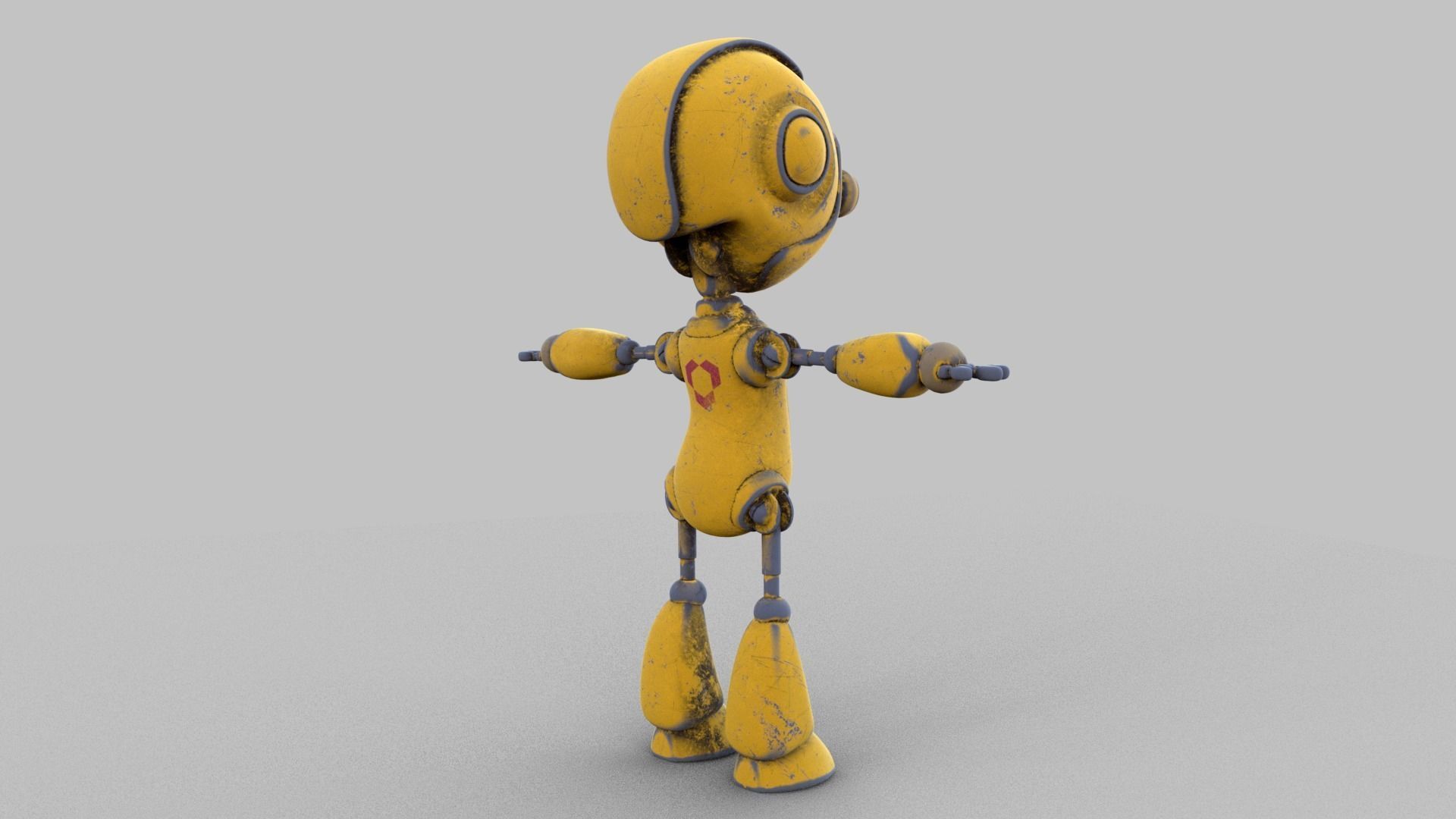 Cartoon rigged pbr robot Low-poly 3D model_4