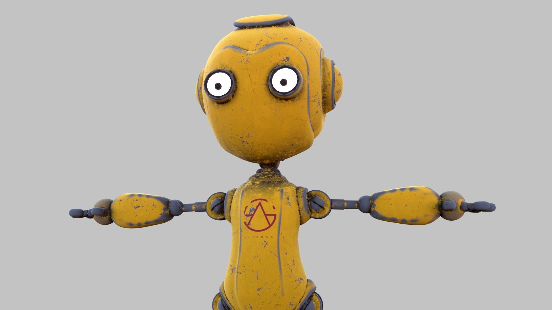 Cartoon rigged pbr robot Low-poly 3D model_9