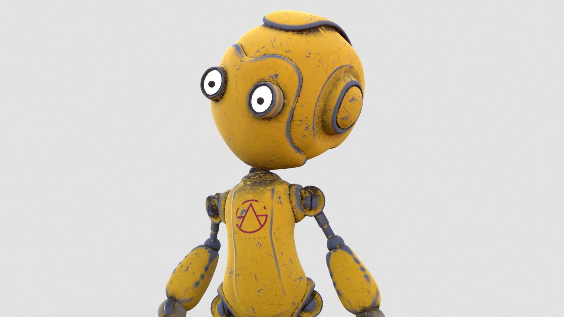 Cartoon rigged pbr robot Low-poly 3D model_17