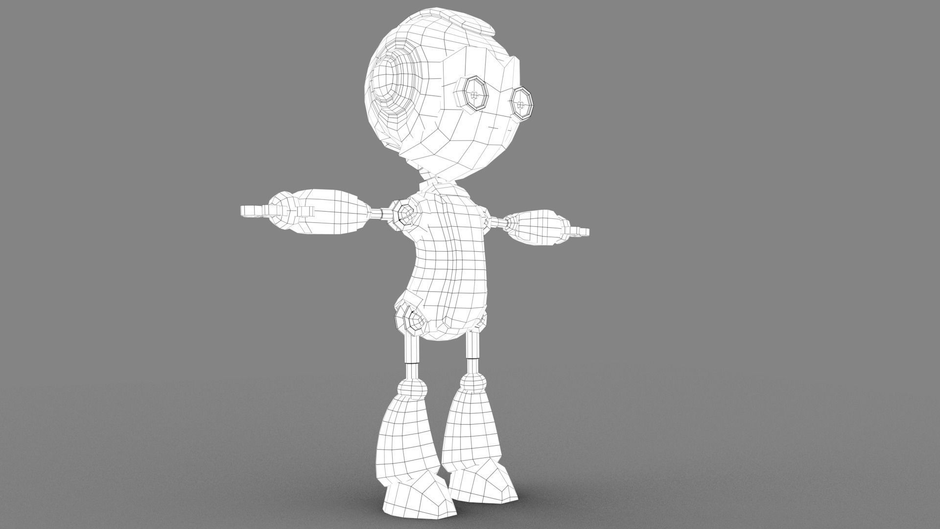 Cartoon rigged pbr robot Low-poly 3D model_18