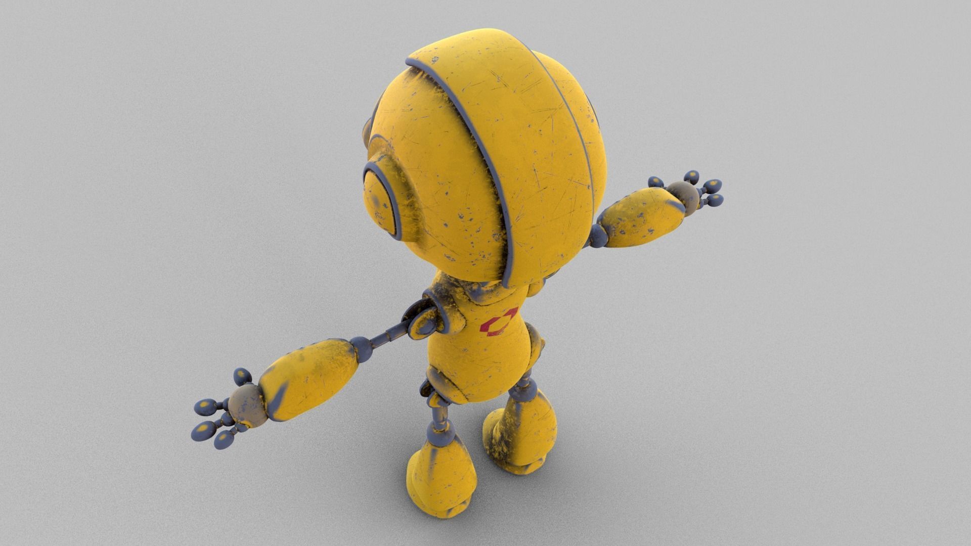 Cartoon rigged pbr robot Low-poly 3D model_6