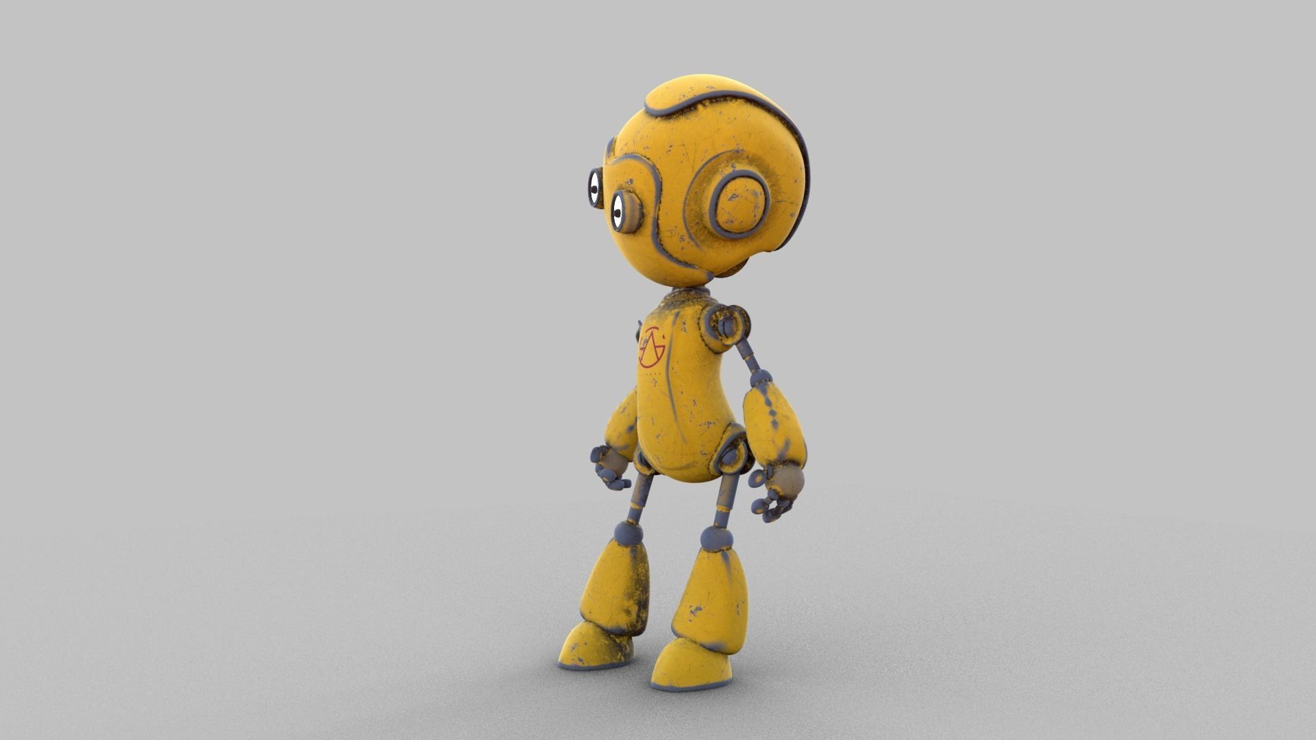Cartoon rigged pbr robot Low-poly 3D model_10