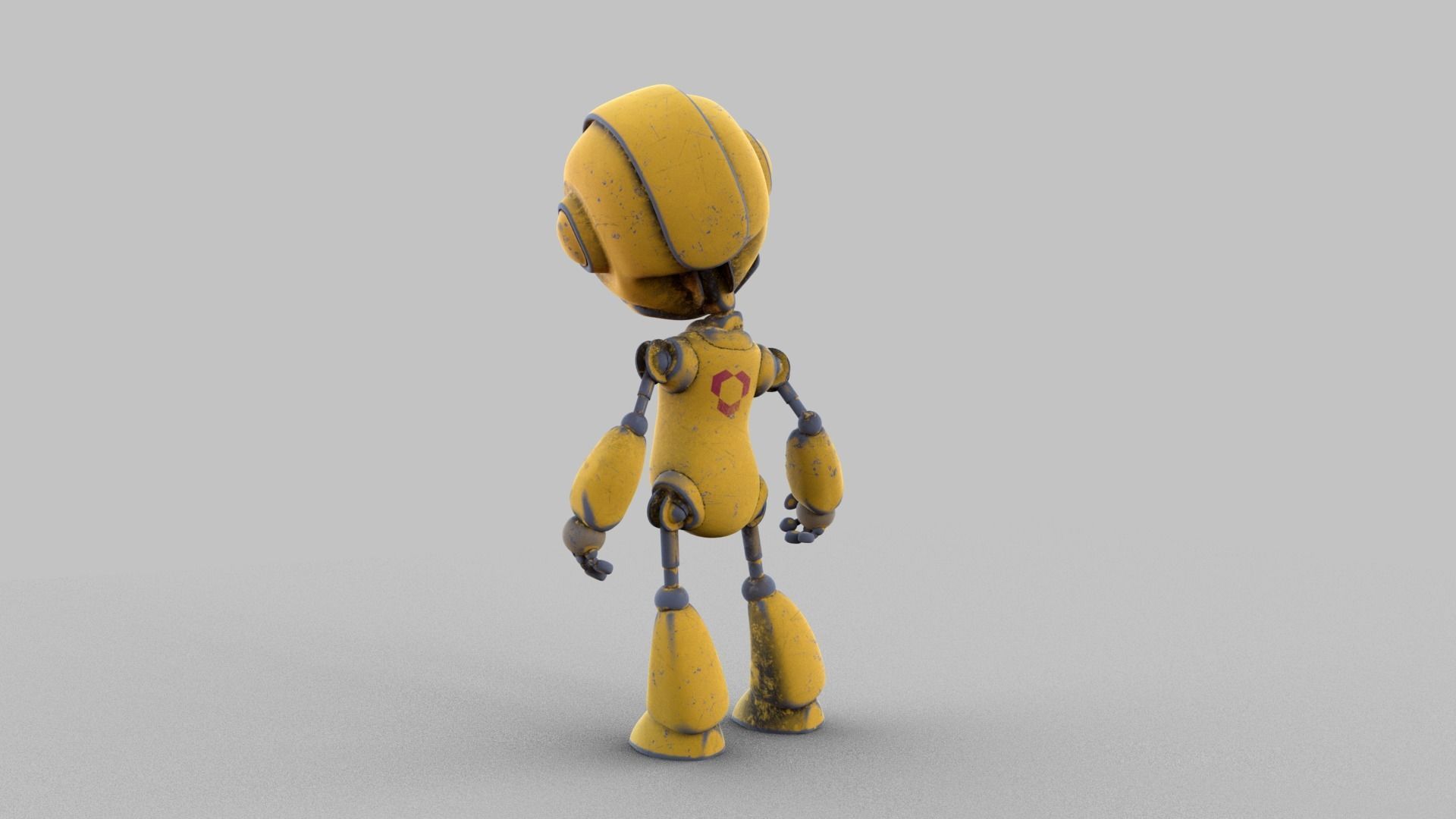 Cartoon rigged pbr robot Low-poly 3D model_11