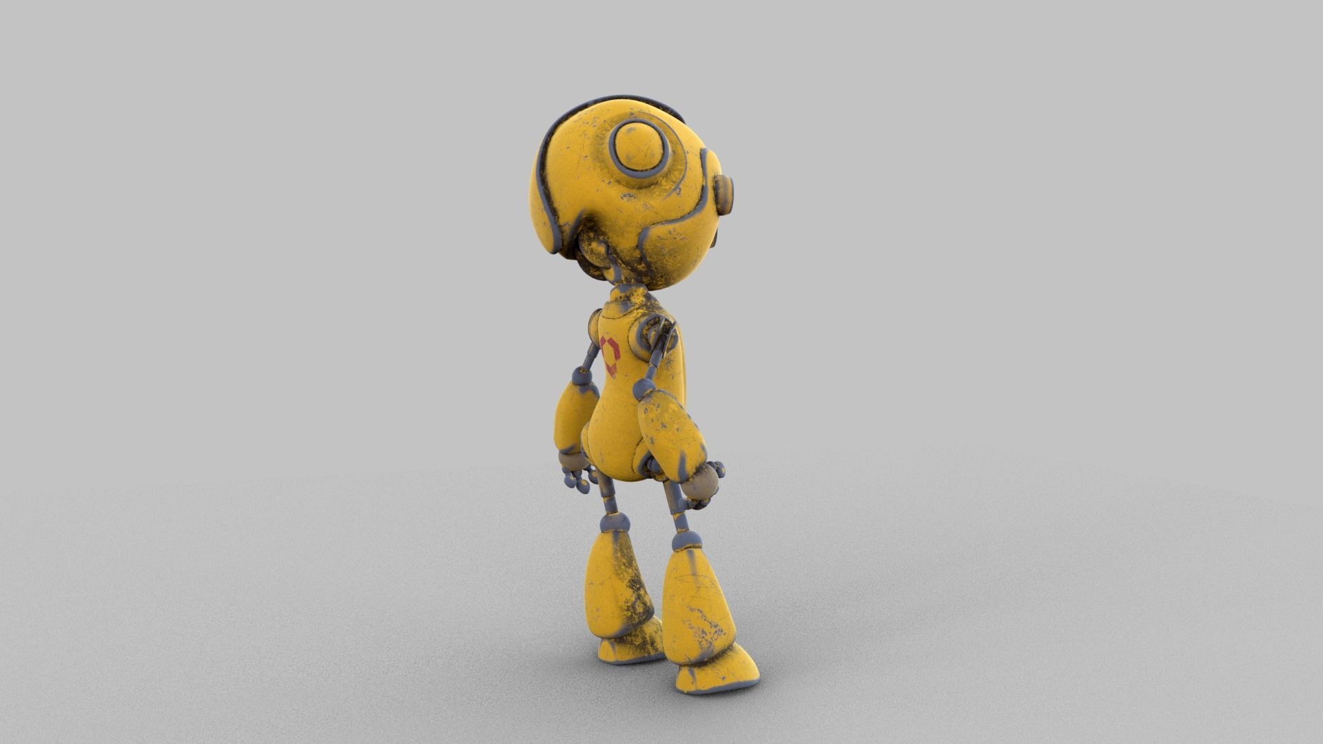 Cartoon rigged pbr robot Low-poly 3D model_12