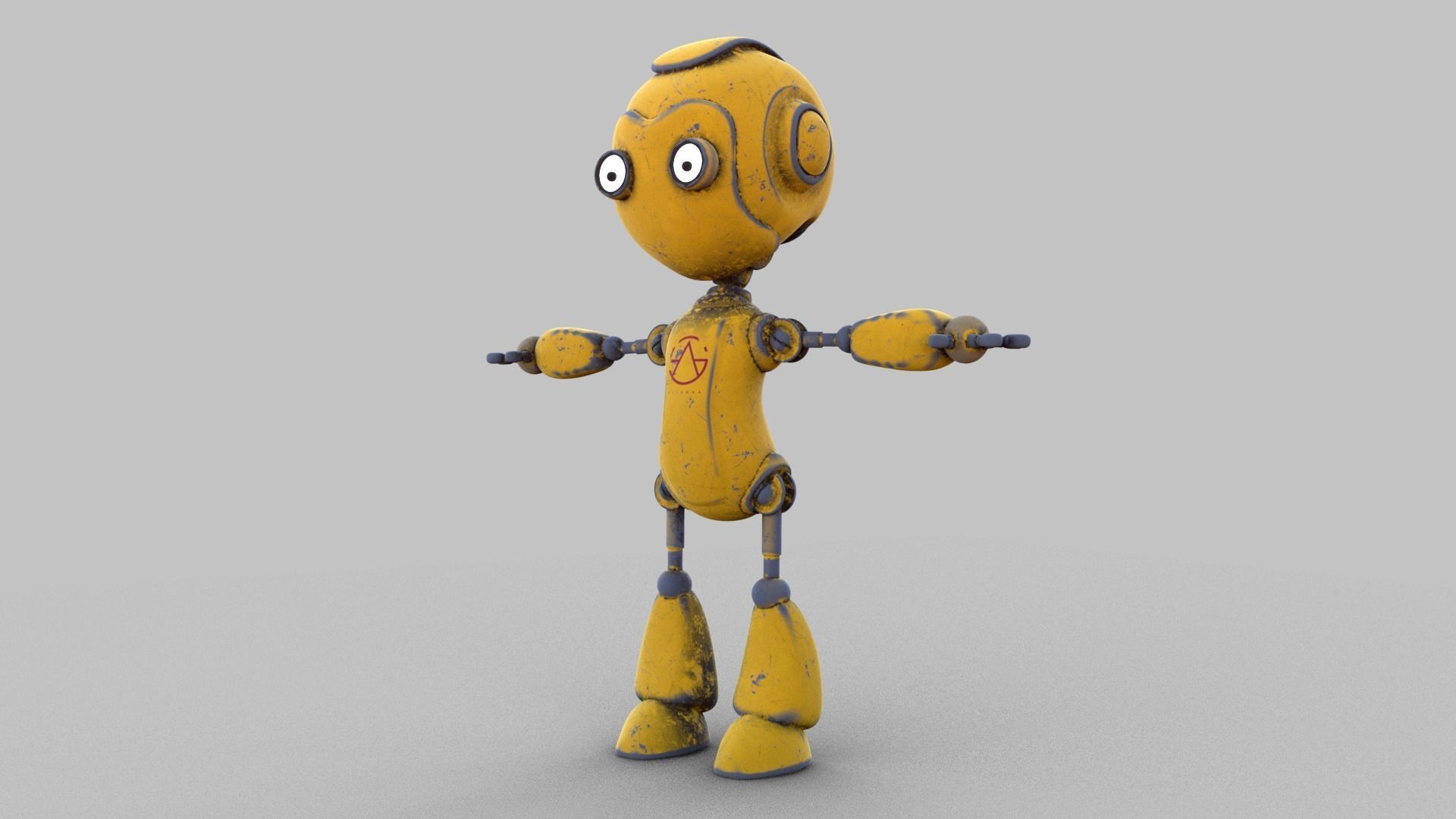 Cartoon rigged pbr robot Low-poly 3D model_2