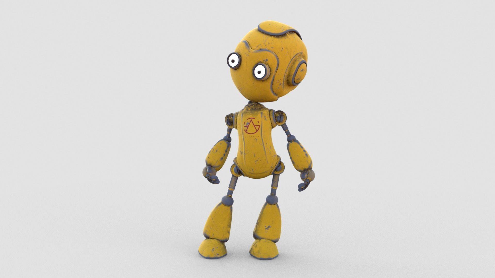 Cartoon rigged pbr robot Low-poly 3D model_16