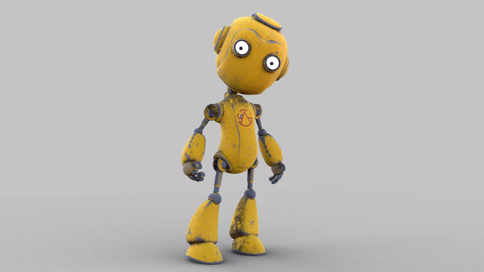 Cartoon rigged pbr robot Low-poly 3D model_0