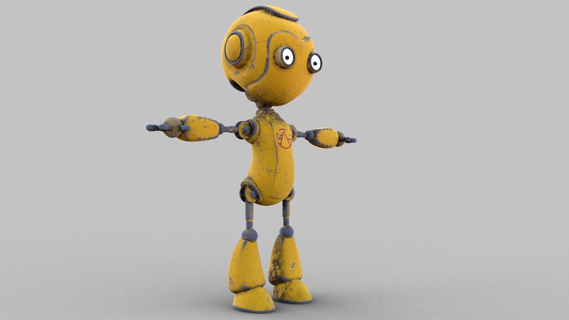 Cartoon rigged pbr robot Low-poly 3D model_1