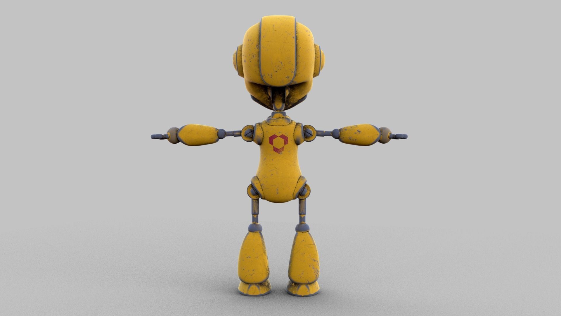 Cartoon rigged pbr robot Low-poly 3D model_7