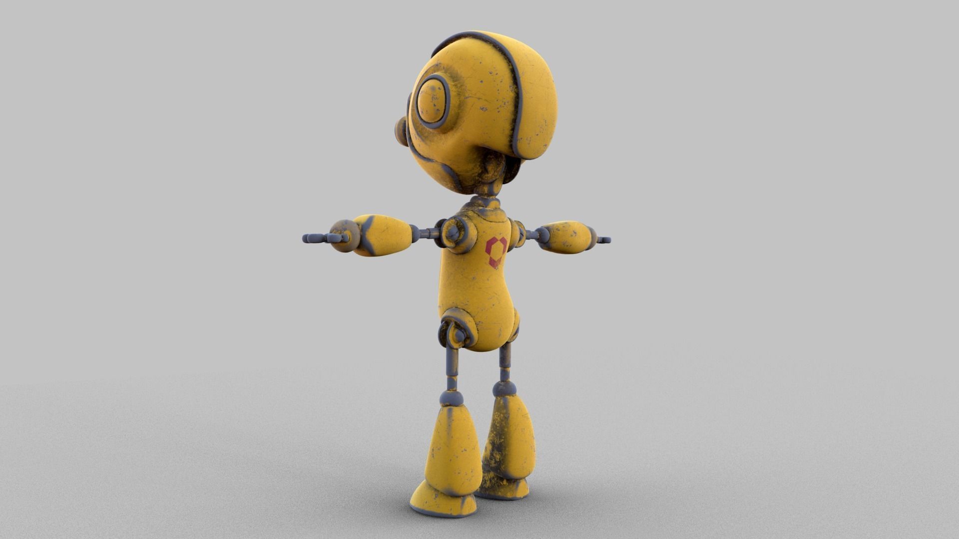 Cartoon rigged pbr robot Low-poly 3D model_3