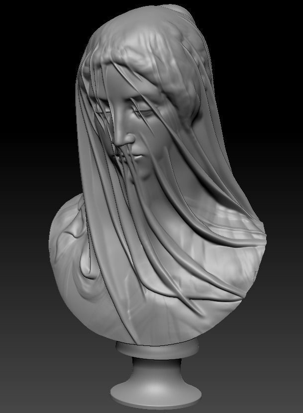 Classical Statue Bust - The Veiled Virgin Giovanni Strazza 3D print model_5