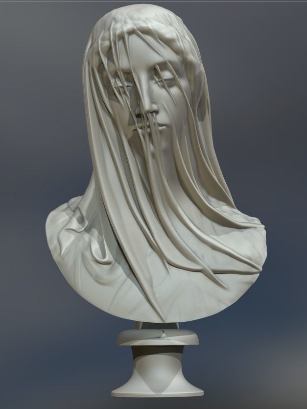Classical Statue Bust - The Veiled Virgin Giovanni Strazza 3D print model_13