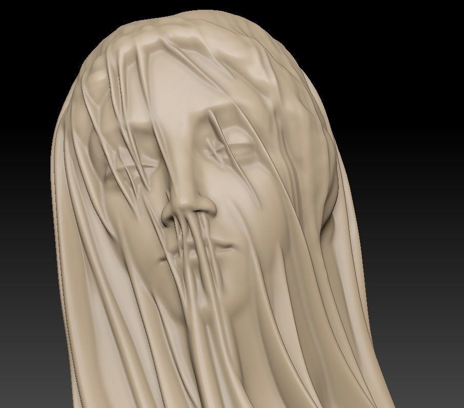 Classical Statue Bust - The Veiled Virgin Giovanni Strazza 3D print model_9