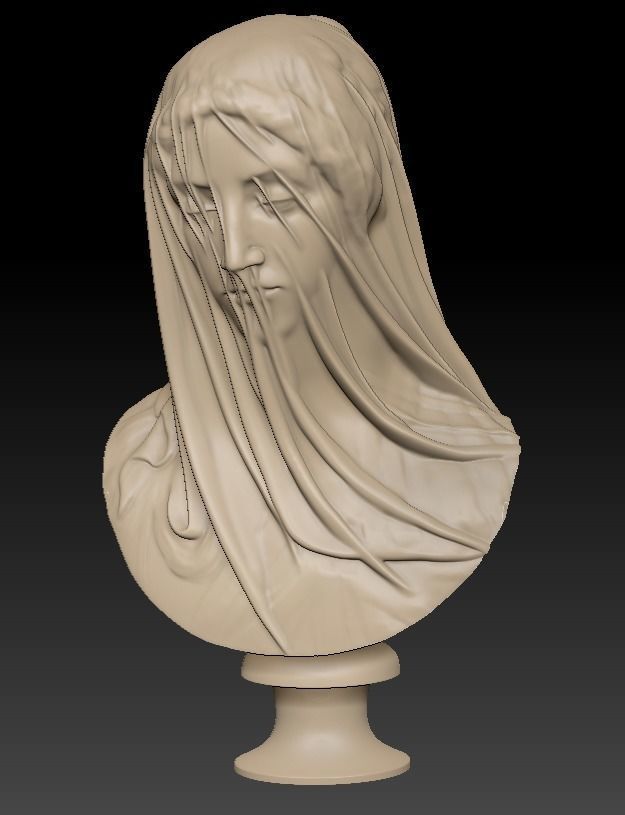 Classical Statue Bust - The Veiled Virgin Giovanni Strazza 3D print model_7