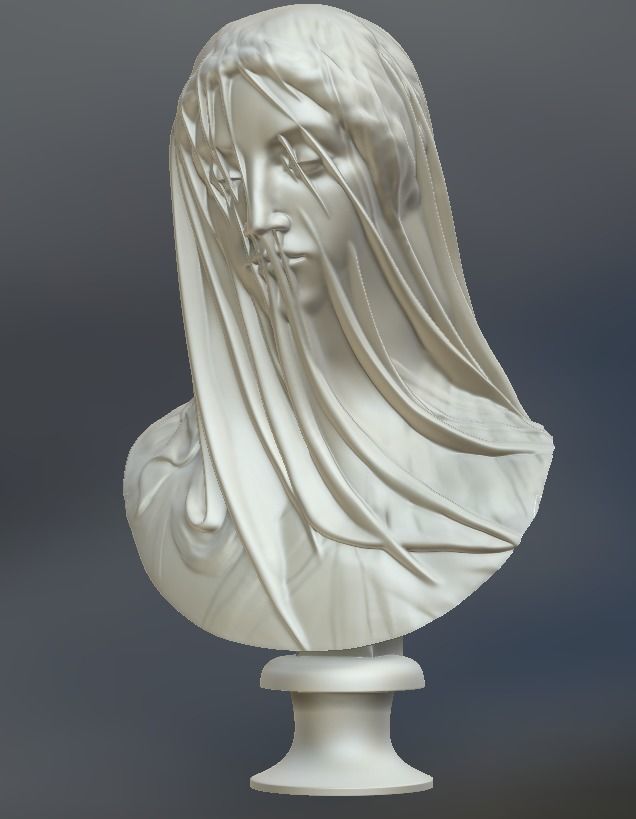 Classical Statue Bust - The Veiled Virgin Giovanni Strazza 3D print model_14