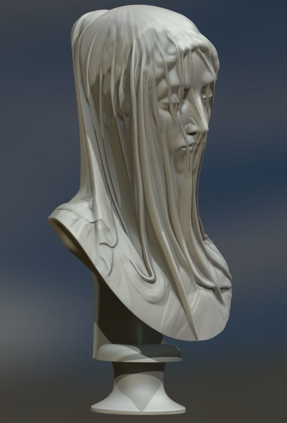 Classical Statue Bust - The Veiled Virgin Giovanni Strazza 3D print model_12