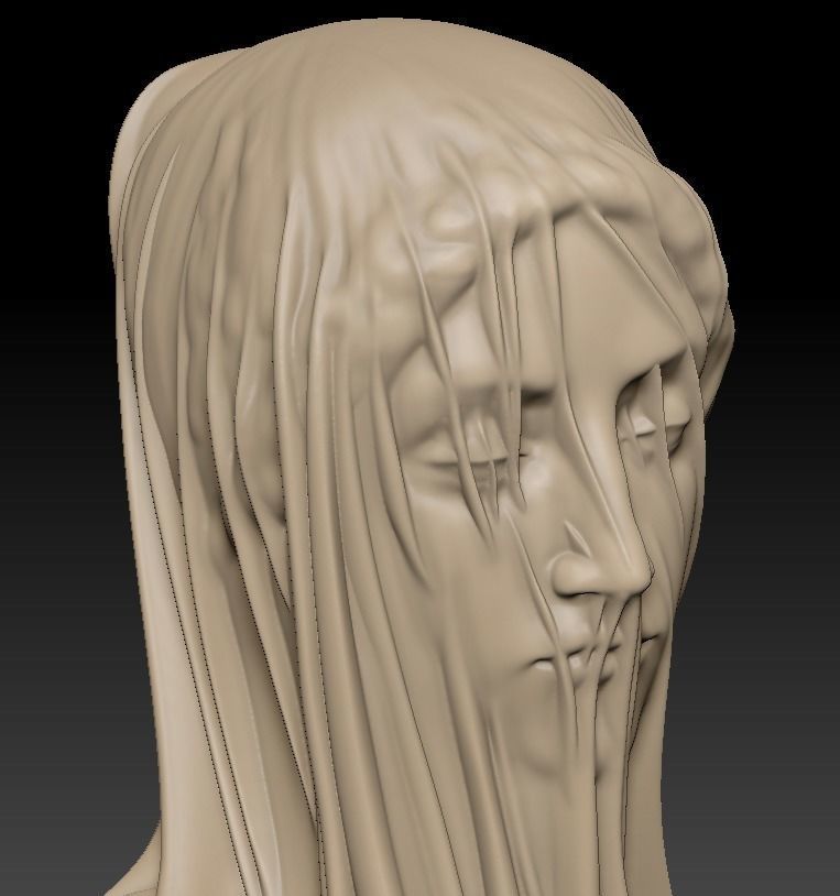 Classical Statue Bust - The Veiled Virgin Giovanni Strazza 3D print model_1