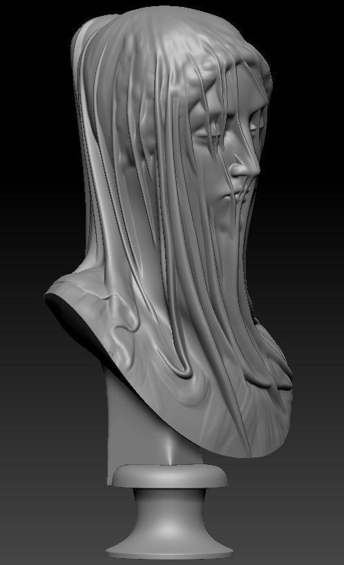 Classical Statue Bust - The Veiled Virgin Giovanni Strazza 3D print model_4