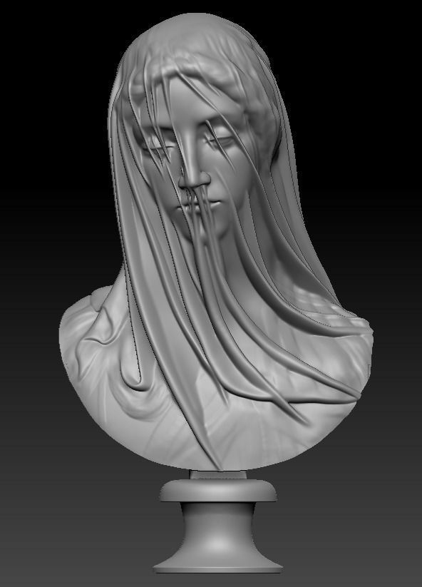 Classical Statue Bust - The Veiled Virgin Giovanni Strazza 3D print model_2