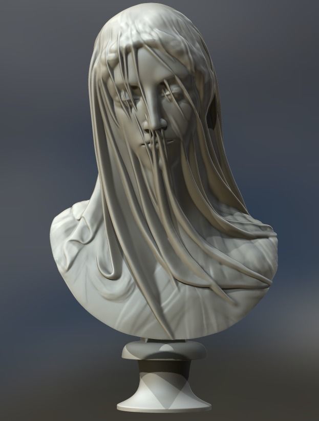 Classical Statue Bust - The Veiled Virgin Giovanni Strazza 3D print model_11