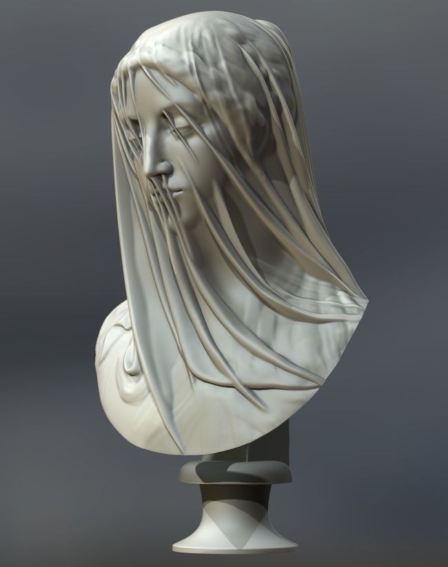 Classical Statue Bust - The Veiled Virgin Giovanni Strazza 3D print model_10