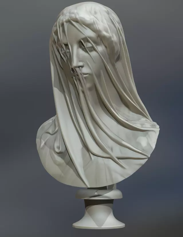 Classical Statue Bust - The Veiled Virgin Giovanni Strazza 3D print model_0