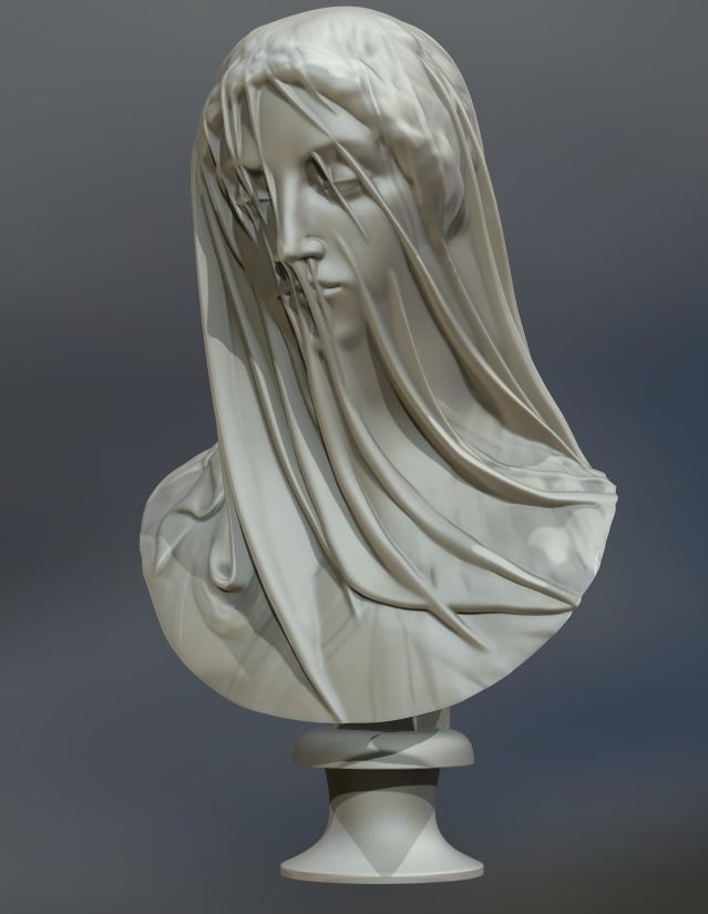 Classical Statue Bust - The Veiled Virgin Giovanni Strazza 3D print model_0