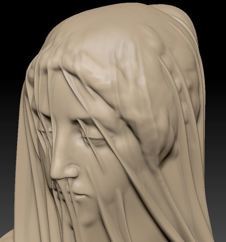 Classical Statue Bust - The Veiled Virgin Giovanni Strazza 3D print model_8