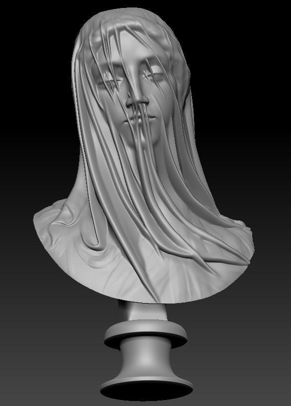 Classical Statue Bust - The Veiled Virgin Giovanni Strazza 3D print model_3
